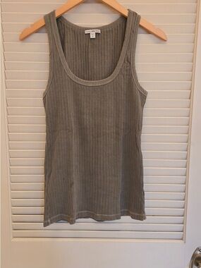 James Perse Grey Ribbed Scoop Tank